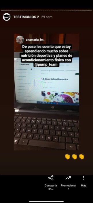 Curso de Entrenamiento y Nutrición Deportiva opiniones y testimonios