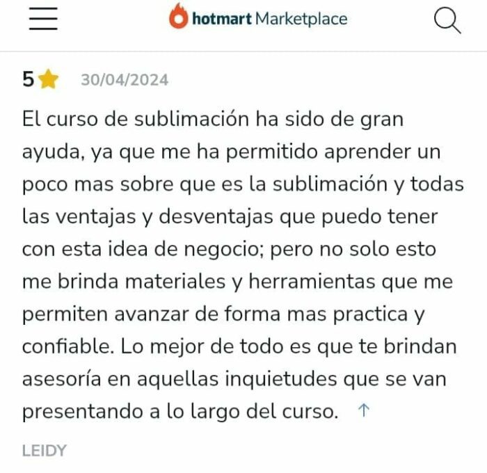 El Rentable Negocio de la Sublimacion opiniones y testimonios